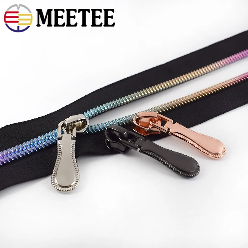 

Meetee 5# 10pcs Metal Zipper Sliders for Nylon Zippers Bag Pocket Non Lock Zips Head Puller Zip Repair Kit DIY Accessories ZT185
