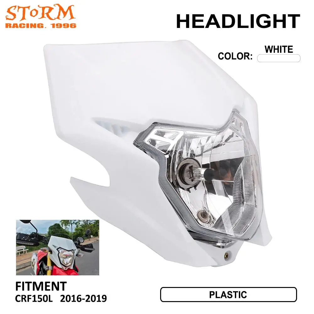 

Plastic Dual Sport Motorcycle Headlight Fairing Dirt Bike Head Light Lamp Motocross For Honda CRF150L CRF 150L 2016 17 2018 2019