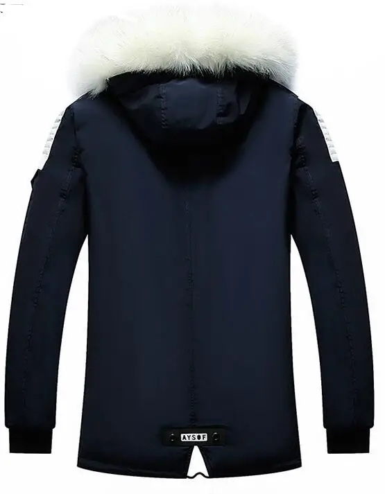 Men Large White Fur Collar Long Parkas Brand Winter Jacket Men Thicken Warm Hooded Collar Jackets  veste homme Male Outwear