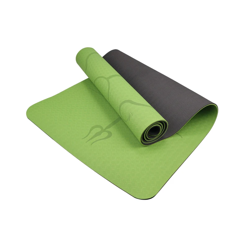 Green and Black ТПЭ 6 мм двухцветный Коврик для йоги с линией тела фитнес нескользящий ковер толстые коврики для пилатеса для начинающих Экологичные коврики для спортзала - Цвет: Green and Black