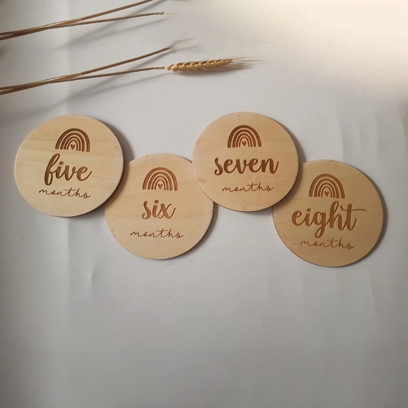 Bloques conmemorativos de madera para reci&eacute;n nacido, tarjetas de grabaci&oacute;n mensuales de nacimiento de Beb&eacute;, accesorios de fotograf&iacute;a infantil, 14 Uds.-3