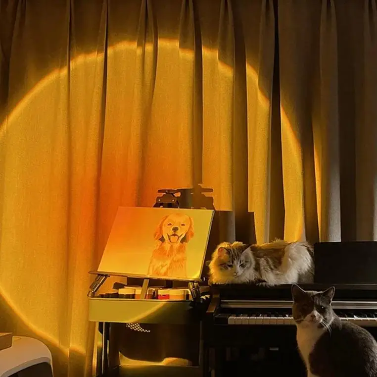 

Usb Sunset Rainbow Red Projector Led Sun Projection Night Light For Bedroom Bar Coffee Store Wall Decoration Lighting