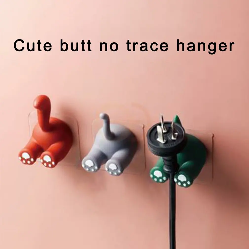 cute animal tail hook toothbrush holder non marking free punch strong self adhesive door wall hangers hooks for kitchen bathroom free global shipping