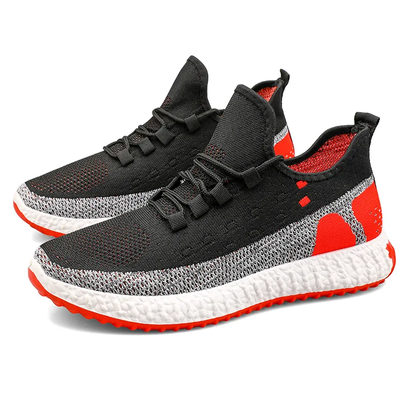 Knit Youth Men Trainers Vulcanize Shoes Mesh Breathabl Slip On Hiking Walking Flats Sneakers Soft Male Running |