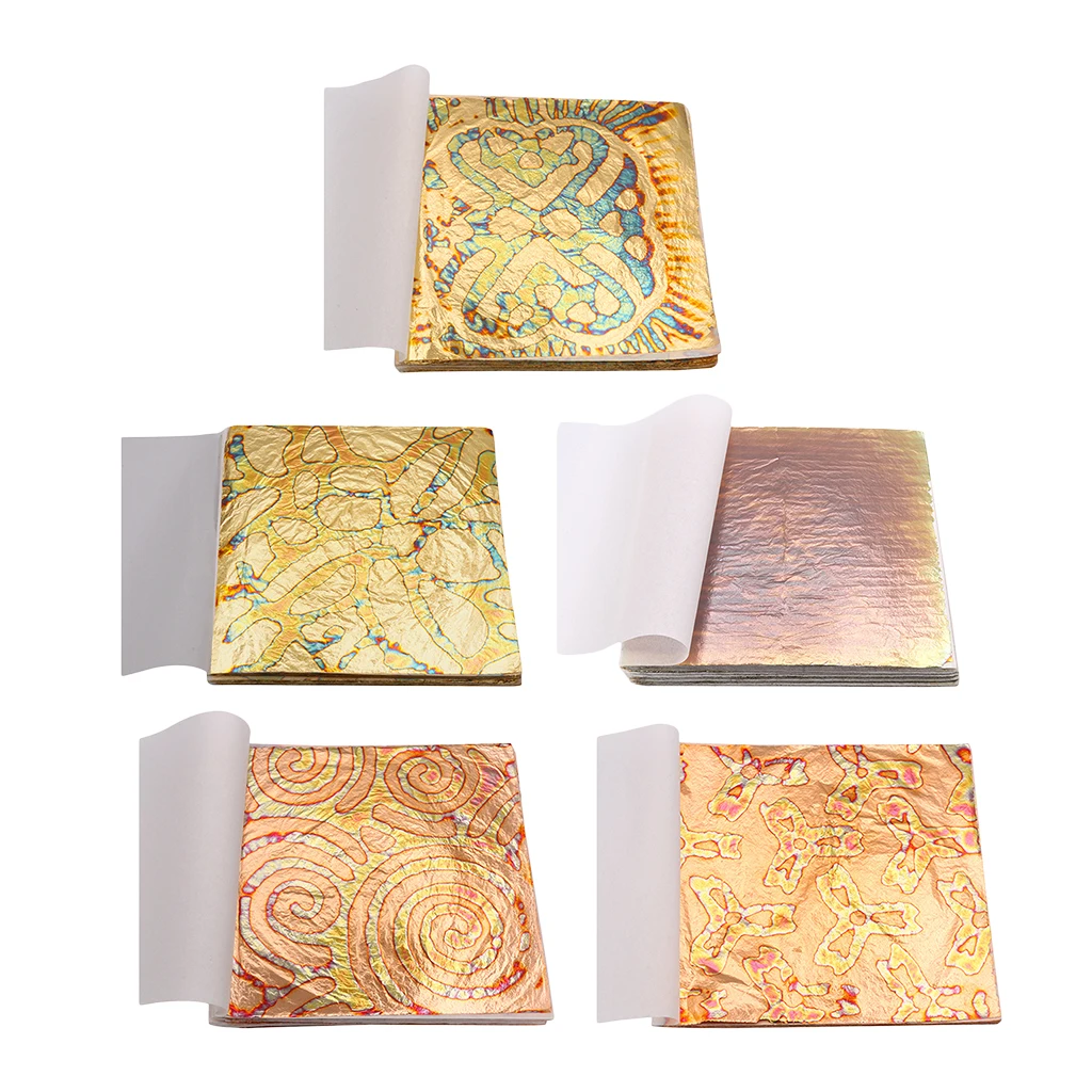 

50 листов медных золотых листьев, лист с золотым блеском для дизайна ногтей