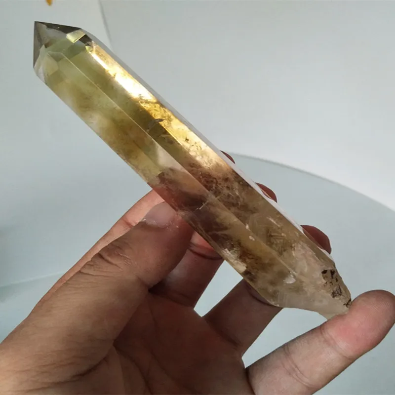 Каменный из натурального цитрина кристаллическая палочка ТОЧКА кварца сырой