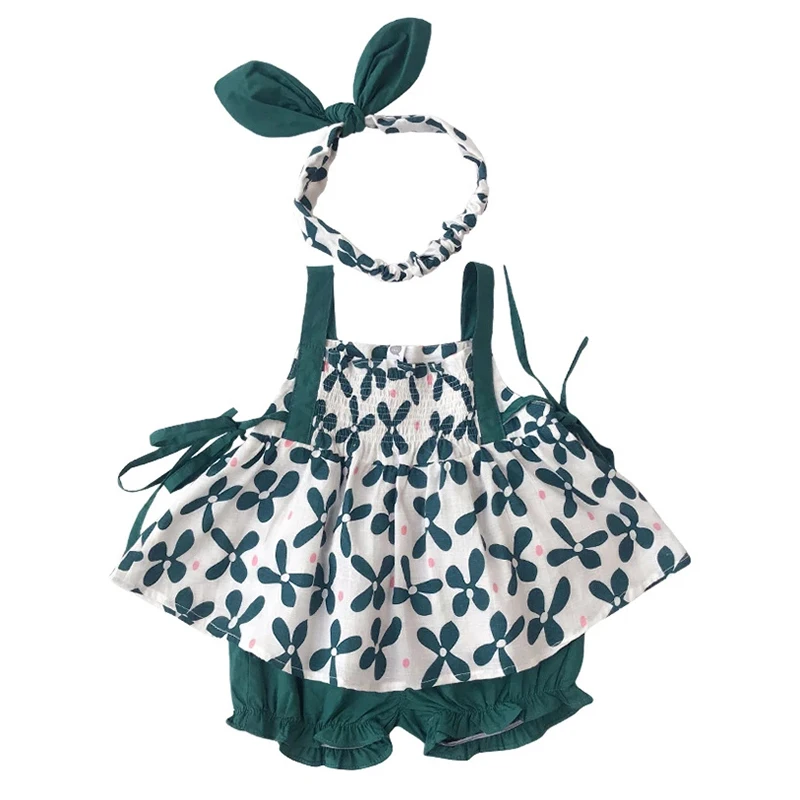 

2019 Summer Girl Clothig Sets Toddler Baby Girl Clothes Set 2 3 4 5 6 yrs Kids Floral Top+Shorts headband Suit Child Beach Wear