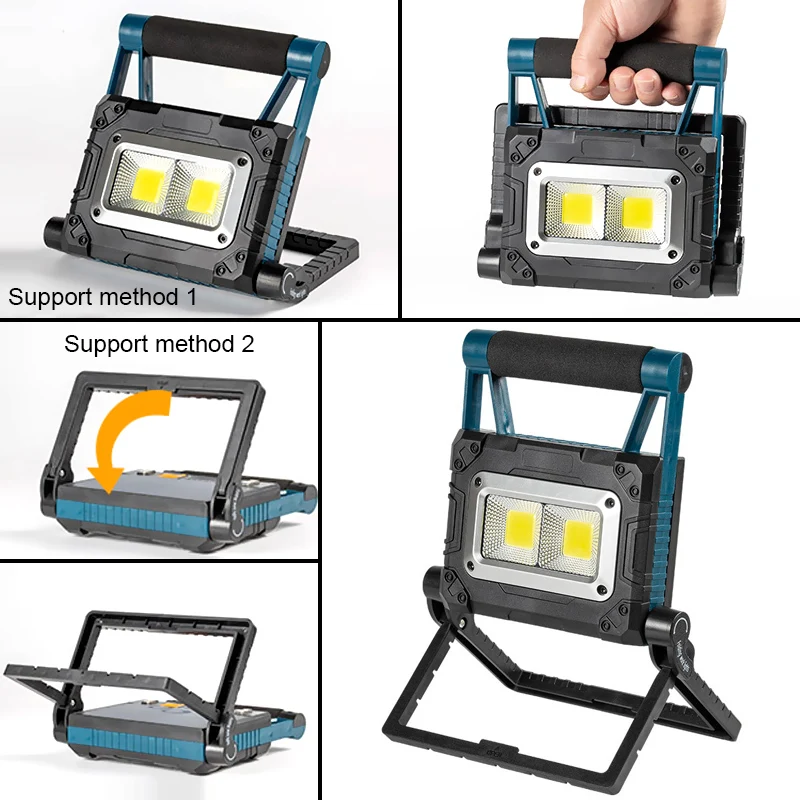 

1000LM Multifunction Led Work Light Lanterns Built-in Battery Spotlight Rechargeable Solar Lamp Outdoor Camping with Bracket