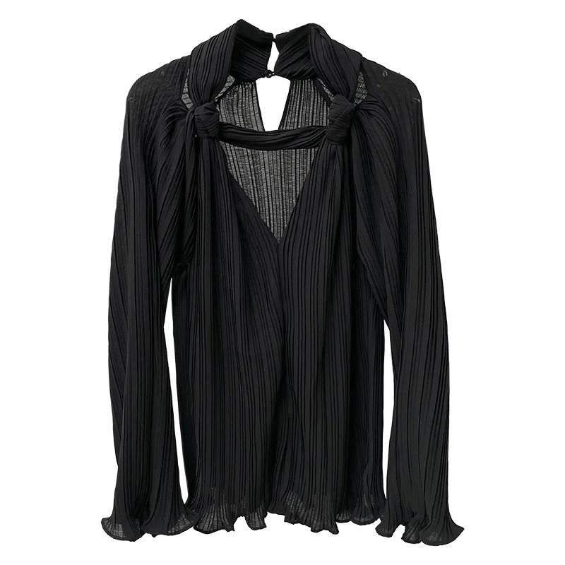 

DEAT 2021 New Women's Fashion Slim Fit Solid Color V-neck Butterfly Sleeve Folds Chiffon Shirt Top Summer And Autumn 7E260
