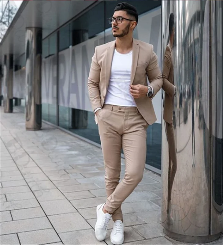 

2 Pieces Mens Suit Slim Fit business Costume Groom Tuxedos Best Man Suit Groomsman Mens Wedding Suits Bridegroom Men clothes