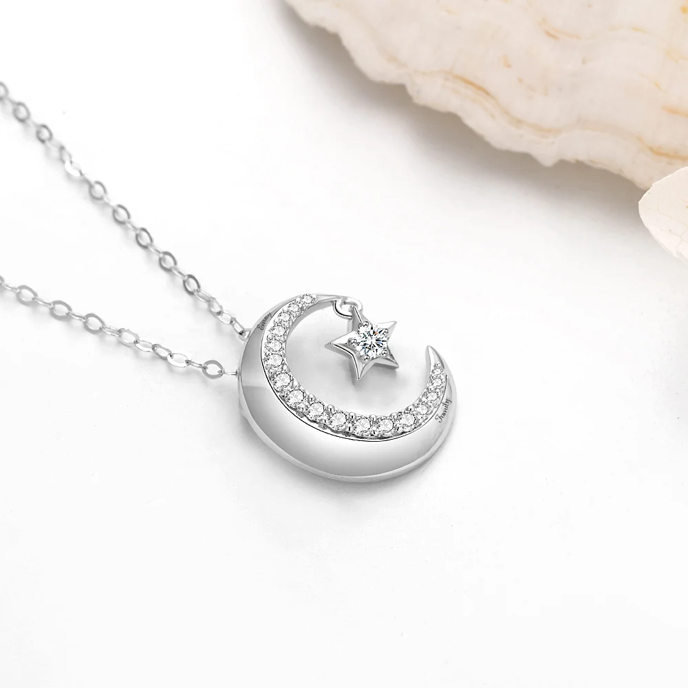 Женское ожерелье из серебра 925 пробы с подвеской в виде Луны и звезды|Индивидуальные Подвески| |