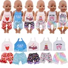 Подтяжки и штаны для кукол, 1 комплект, подтяжки с радужным рисунком клубники, подходит для кукол 18 дюймов и 43 см, аксессуары для одежды, Born Boby