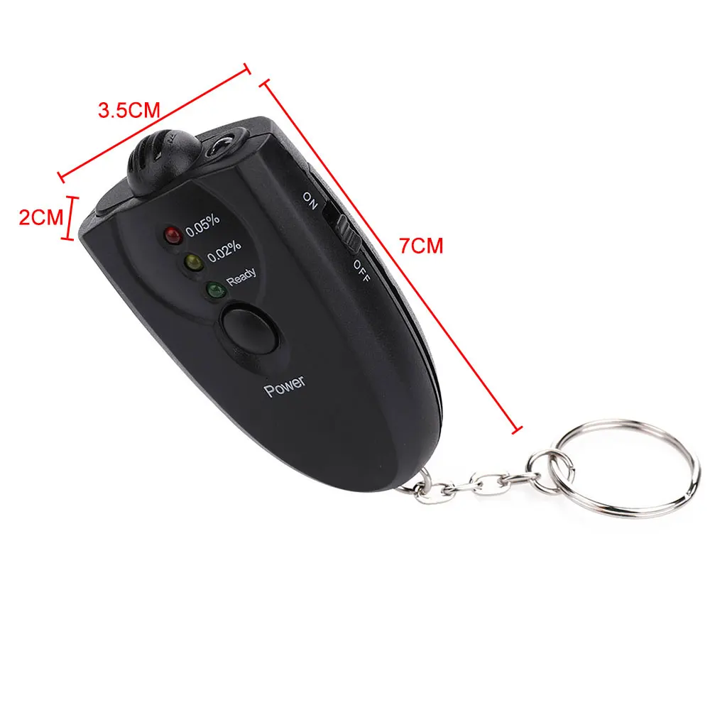 Portable Breath Alcohol Tester Highly Sensitive Breathalyser Analyzer Key Ring Black Indicator Light Roadway Safety Car Parking |