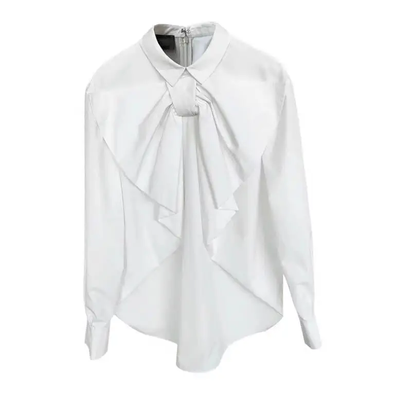 

UMI MAO New Spring Womens Tops And Blouses Autumn Big Bow Design Long-sleeved Shirt Top Women Blouse Chemise Femme