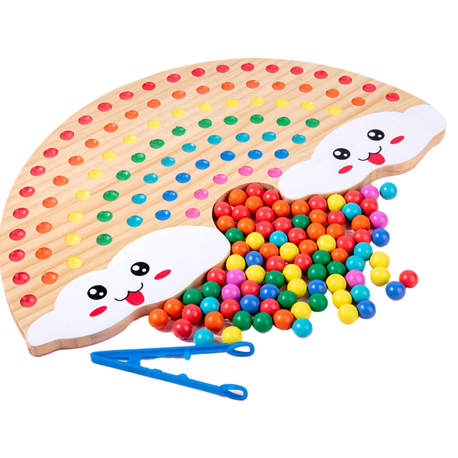 

Rainbow Board Wooden Toys Baby Montessori Educational Toys Color Sorting Sensory Nordic Wood Toys Clip Beads Games Gift For Kids