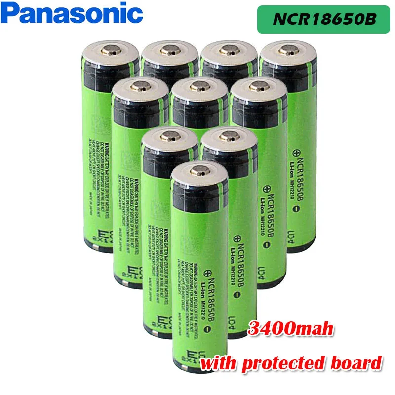 Panasonic, 3,7 v 18650 3400mah литиевая аккумуляторная батарея NCR18650B для фонарика для электронной сигареты