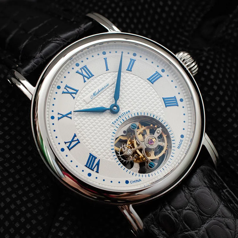 Сапфир Циферблат Мужские часы с турбийоном оригинальный ST8000 движение из