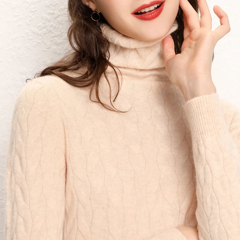 2019 новый свитер женский Водолазка пуловер Женский вязаный модный кашемировый