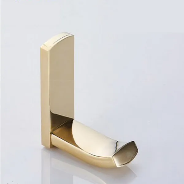 Robe Hook Золотая полированная латунная квадратная фурнитура для ванной комнаты, Полка для полотенец, держатель для полотенец, держатель для бумаги, тканевый крючок, аксессуары для ванной комнаты Kxz014 - Цвет: Robe Hook