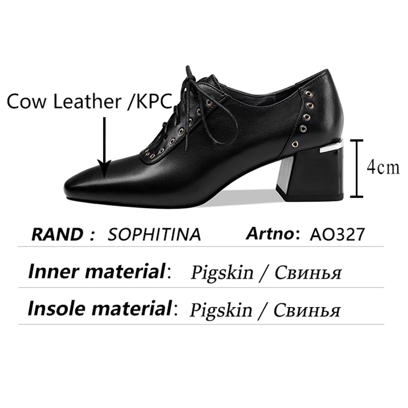 

SOPHITINA Premium Leather women Shoes Cross Straps Square Toe British Style Shoes Metal Decoration Deep Mouth Female Pumps AO327