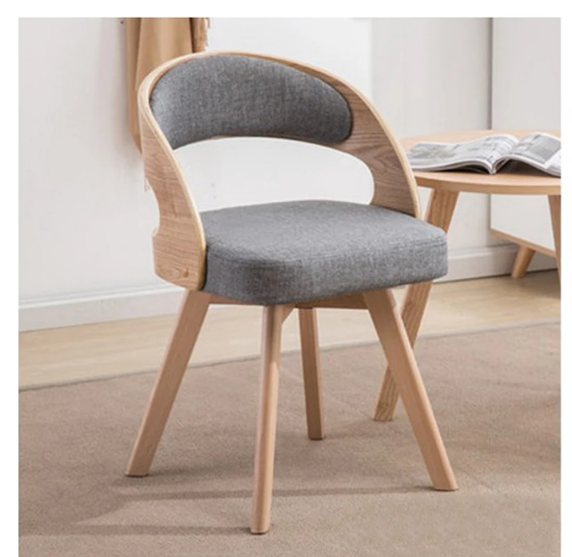 

Leisure chair nordic living room Armchair balcony Modern simple fabric waiting chairs solid wood dining chair Can be 360 degrees