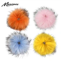 solid colorful real raccoon fur ball fur pom poms with snap fastener for hat shoes bags accessories fur pompom skullies decorate