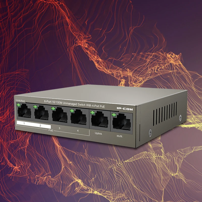 IPCOM F1106P-4-63W 6 Порты и разъёмы Poe коммутатора Ethernet сетевой коммутатор 10/100 Мбит