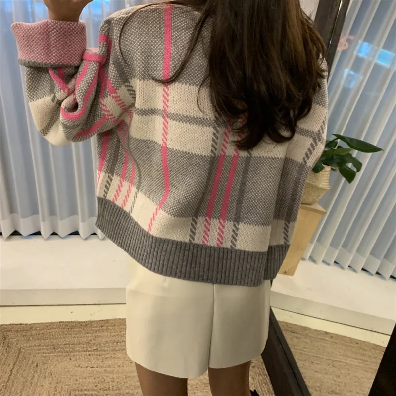

v-neck chic hit color cardigan elegant fashion knitted cardigan termperament mild all-match knitwear all-match retro outwear