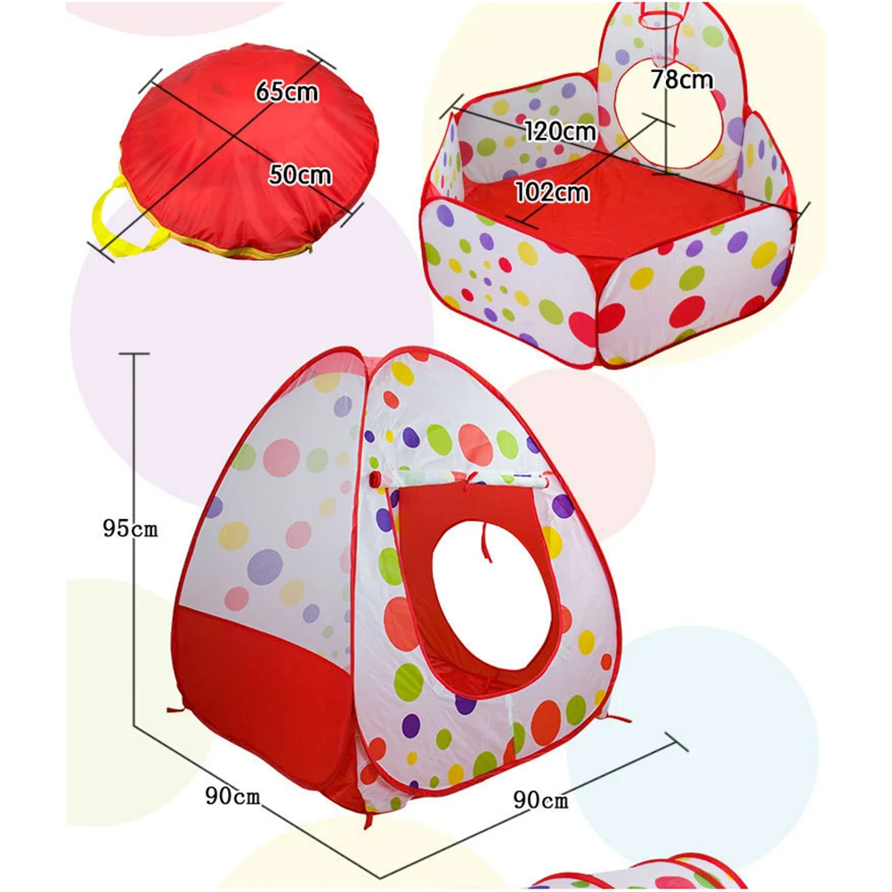 

3pcs Kids Play Tent Crawl Tunnel And Ball Pit With Basketball Hoop Indoor Outdoor Playhouse For Boys Girls Babies And Toddlers