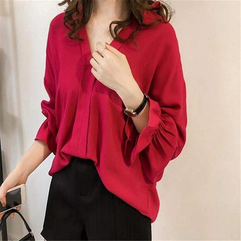 Новинка 2019 осенние Рубашки для женщин одноцветные повседневные офисные женские