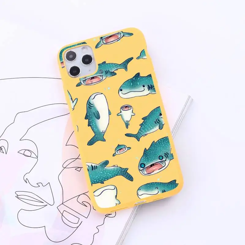 

Cute cartoon ocean animal shark Phone Case Candy Color for iPhone 6 7 8 11 12 s mini pro X XS XR MAX Plus