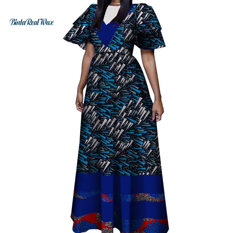 Женское платье с принтом в африканском стиле длинное вечернее аппликацией
