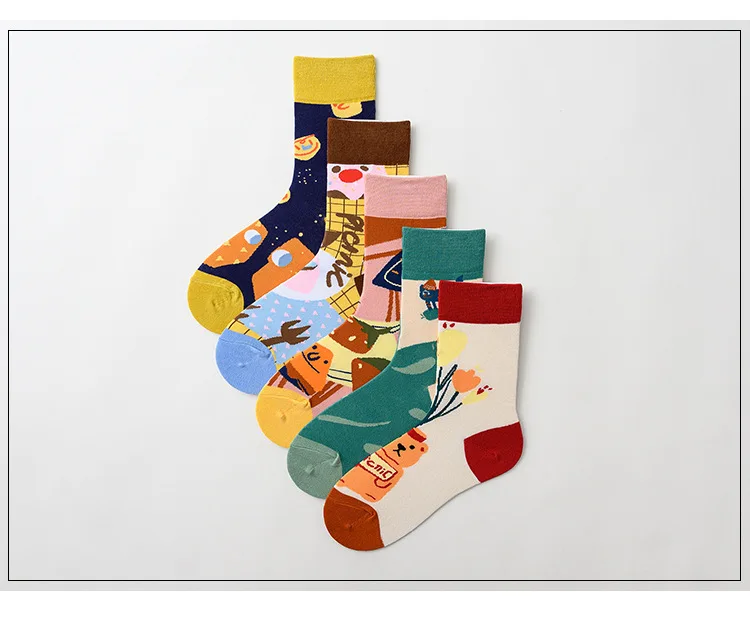 Носки в Корейском стиле для женщин и мужчин Пара носков Модные хлопковые носки с