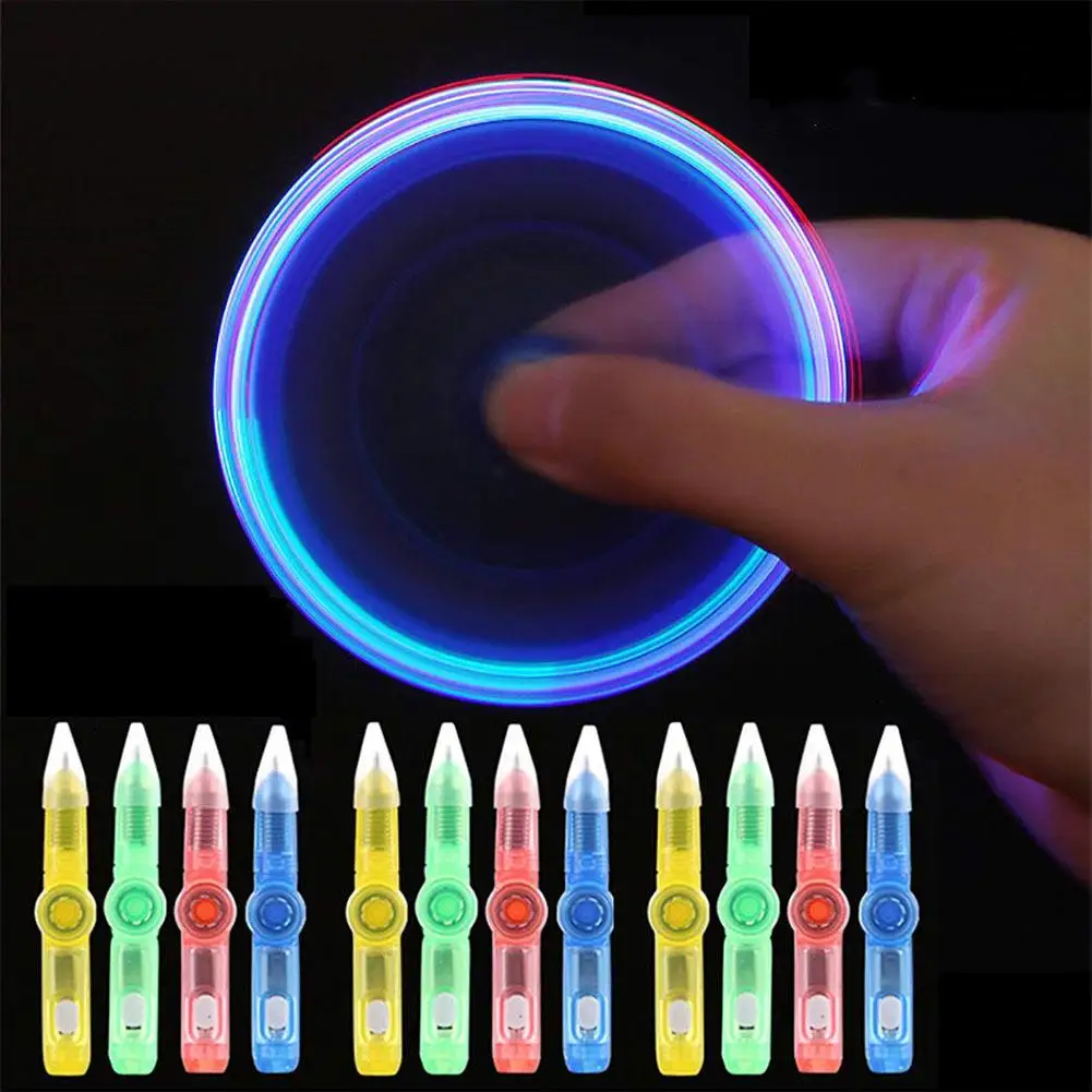 

MeterMall LED Colourful Luminous Spinning Pen Rolling Pen Ball Point Pen Learning Office Supplies Random Color Shiping