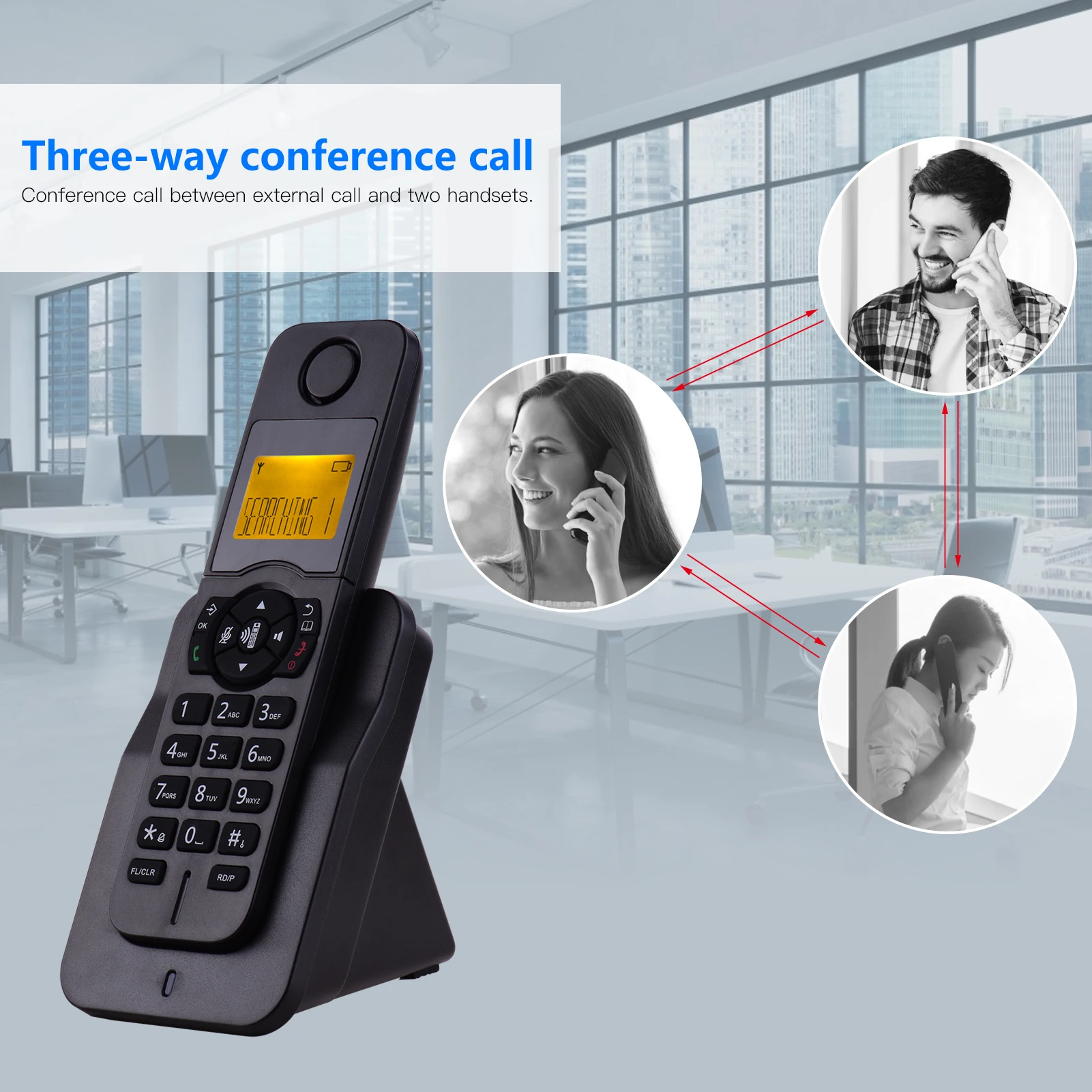 

Expandable Cordless Landline Phone with LCD Display Caller ID Hands-free Calls Conference Call 16 Languages for Office Home