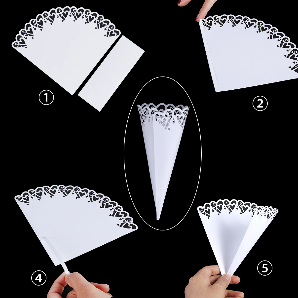 

QIFU confetti cone holder natural confetti cone stand box tray for wedding decoration custom confetti cones-White-Kraft