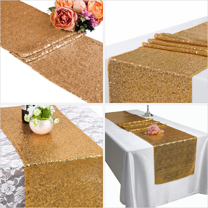 

30x180cm Sequin Rose Gold Table Runners Table Cloth For Wedding Decoration Sequin Birthday Wedding Party Home Table Cover Runner