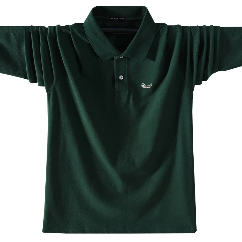 

Men's Embroidered Logo Casual Top T-Shirt Early Spring New Product Pure Cotton Lapel Slim Long Sleeve Polo Shirt Tops