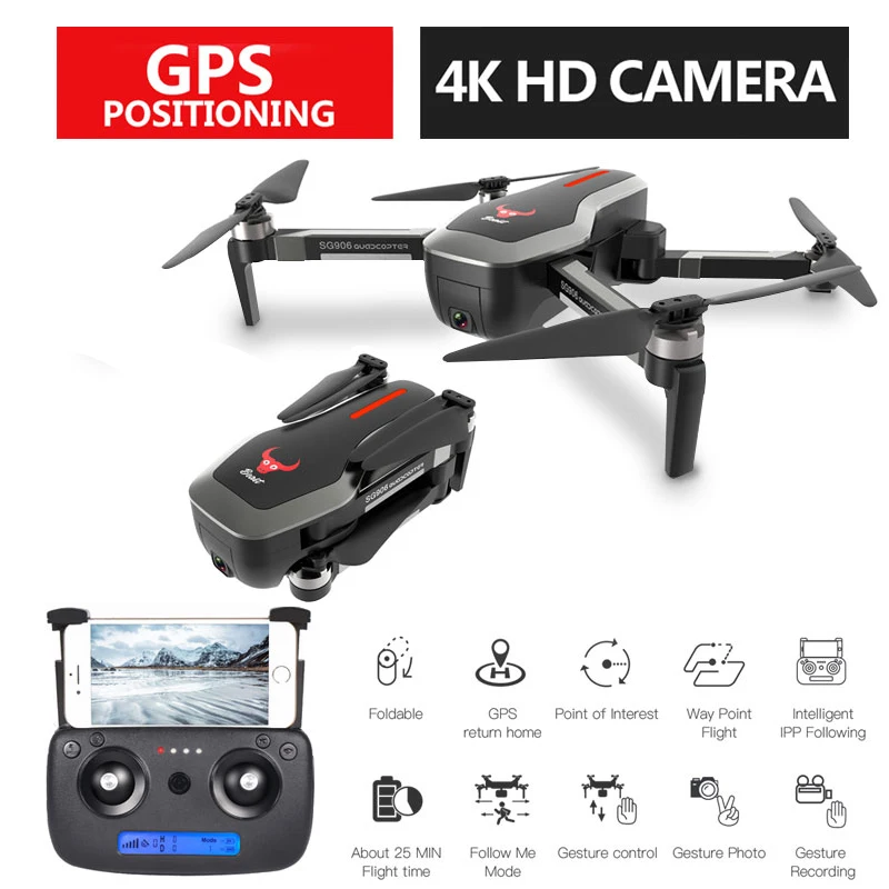 SG906 GPS Дрон 4K бесщеточные селфи Дроны с камерой HD 5G WIFI FPV RC Квадрокоптер складной VS