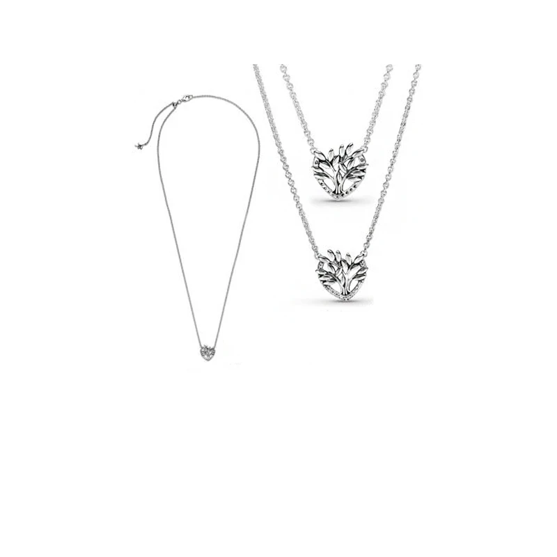 

2021 New Trendy 925 Sterling Silver Life Tree Necklace Crystal Necklaces For Women Brand Original Valentine's Day Jewelry Gift