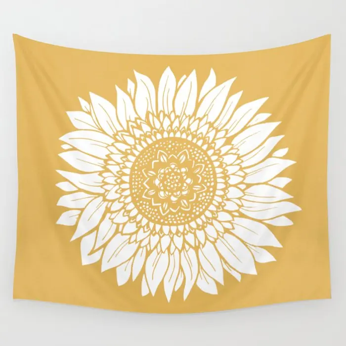 

Yellow Sunflower Drawing Wall Tapestry Background Wall Covering Home Decoration Blanket Bedroom Wall Hanging Tapestries