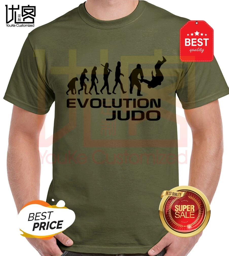 Эволюция дзюдо забавная взрослая Футболка мужская летняя 100% хлопковая команда