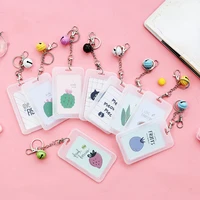 fresh transparent badge holder with small bell key ring bank credit card holder bus id name work card holder for student workers