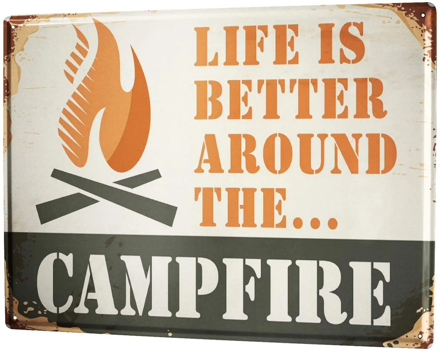 

Tin Sign Metal Plate Decorative Sign Home Decor Plaques Metal Plate Plaque Retro Camp fire
