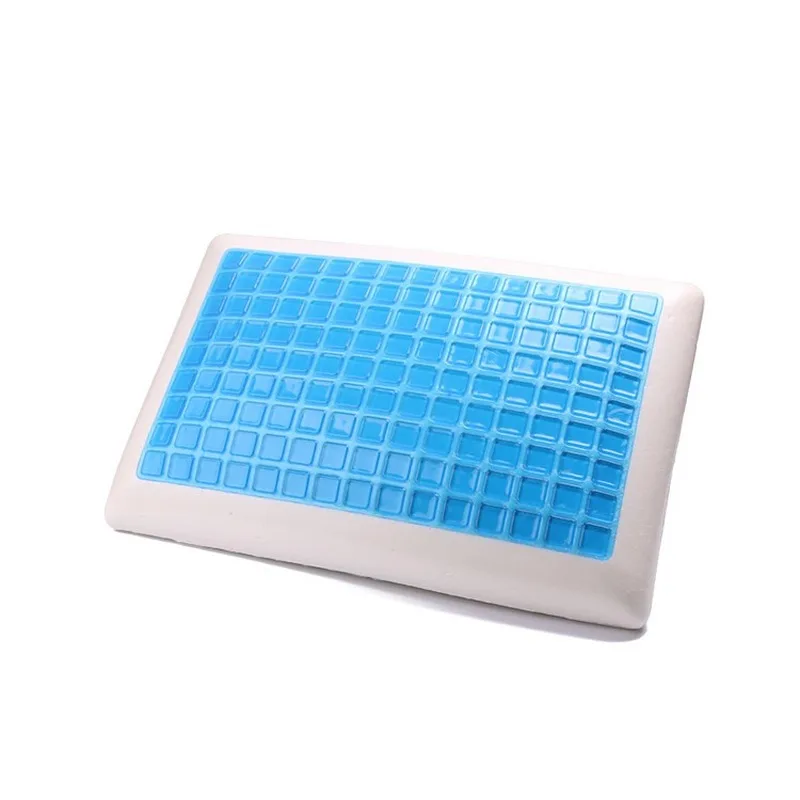 Подушка с эффектом памяти белая гелевая для кровати синяя охлаждающая