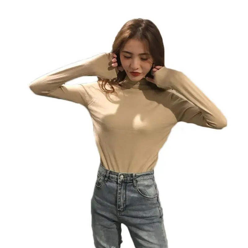 

Long-sleeved sweater with autumn and winter high neck pullover slim-fit knitted bottoming shirt top
