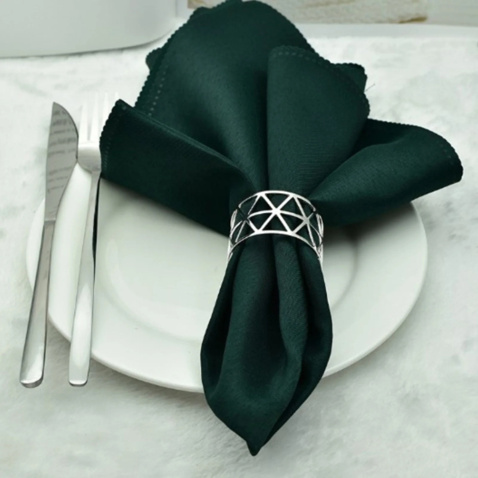 

Geometry Triangle Napkin Rings with Triangular Hollow Out Design for Home Holiday Party Tableware Decorations