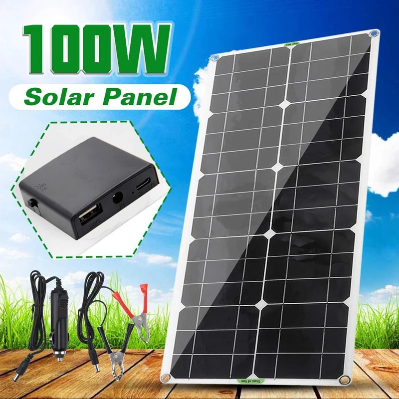 Высокая эффективность Панели солнечные Портативный 100W12V5V мобильный телефон QC3.0