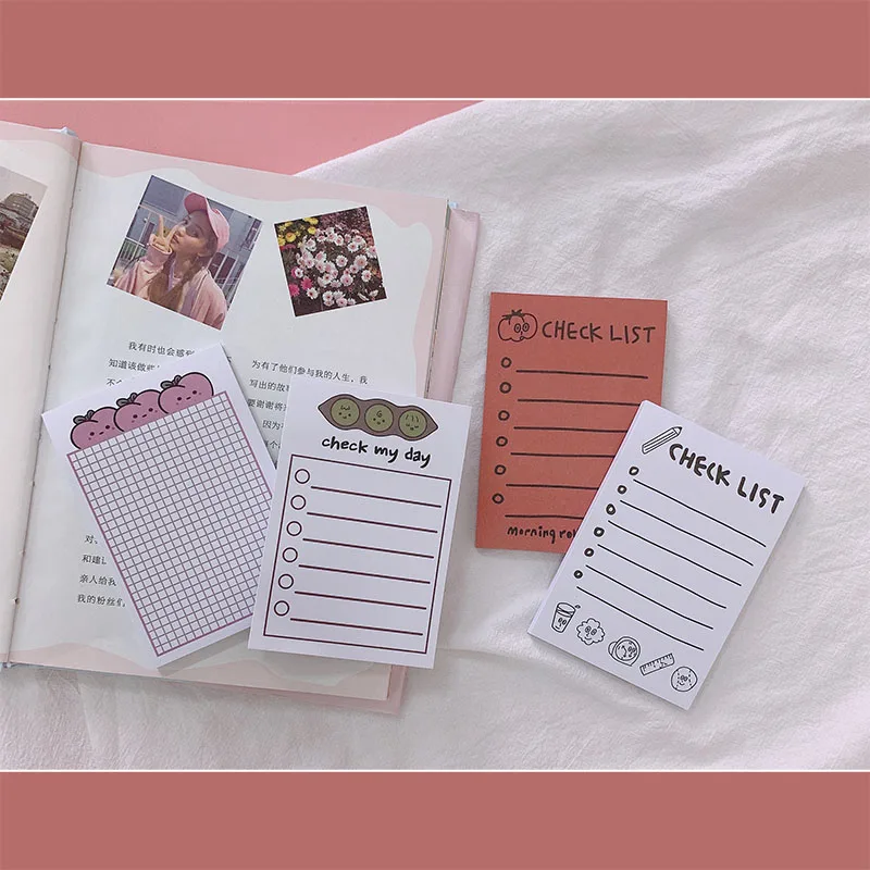 50 sheets Ins Simple style Students Sticky Notes Grid Peach Memo Pad creative To Do List Stationery Diy Kawaii Planner Stickers |