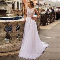verngo elegant boho wedding dress 2020 lace 3d floral applique bride dress tulle skirt romantic graceful a line bridal gowns